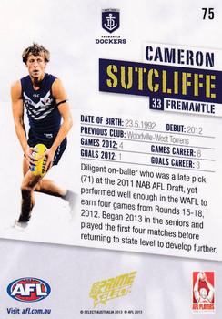 2013 Select Prime AFL #75 Cameron Sutcliffe Back
